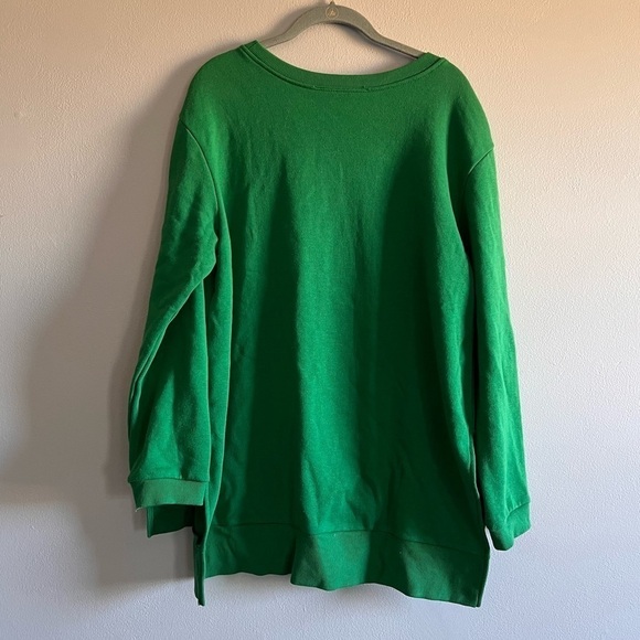 Lyric Culture Rockin Around the Christmas Tree Long Sleeve Green Sweatshirt XL - Picture 2 of 7